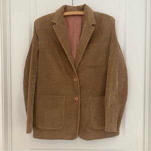 Women's Tan Corduroy Blazer Jacket Casual Outerwear 100% Cotton Canada Cozy Fall